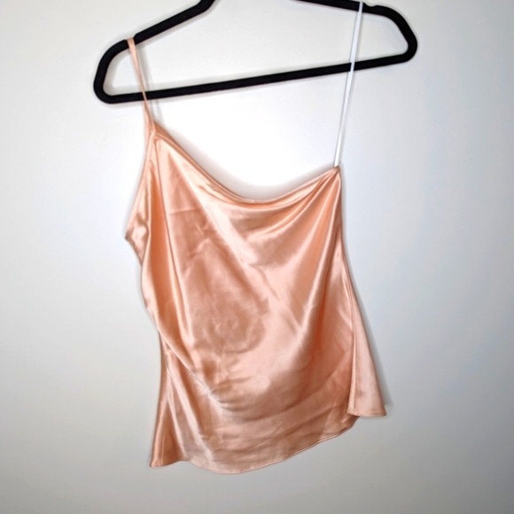 Amanda Uprichard Peach One Shoulder Spaghetti Strap Tank | Size Small - Picture 1 of 4